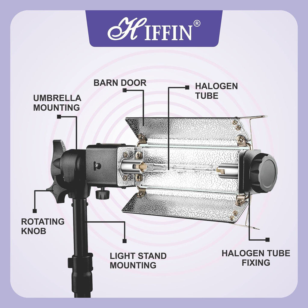 HIFFIN® Porta Light 1000w/3600k/240v with 5 Meter Wire and 1 Blub 1000w in (Black Color) with Silver Reflector in Porta Light