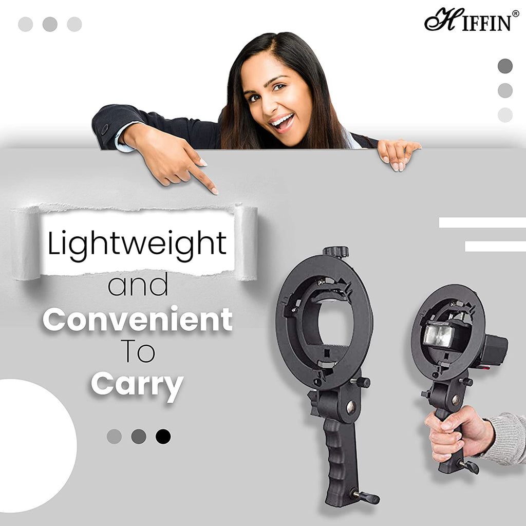 HIFFIN® S-Type Bracket Holder with Bowens Mount Kit with 9ft Light Stand Mark II for Speedlite Flash Snoot Softbox Beauty Dish Reflector Umbrella 9ft Light Stand| Umbrella |Carry Bag