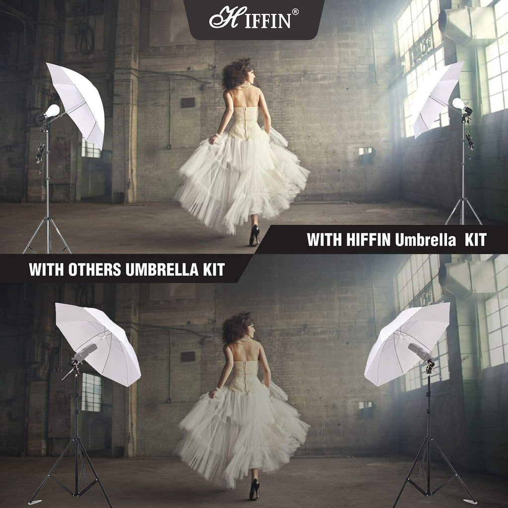 HIFFIN® E27 Studio Single Holder KIT Umbrella White + Studio Light Stand 9 FT+ Umbrella and Bulb Holder KIT Mark IV (4 Single Holder,4 Light Stand 9FT,4 Umbrella, 1 Bag for Kit) (WOB)