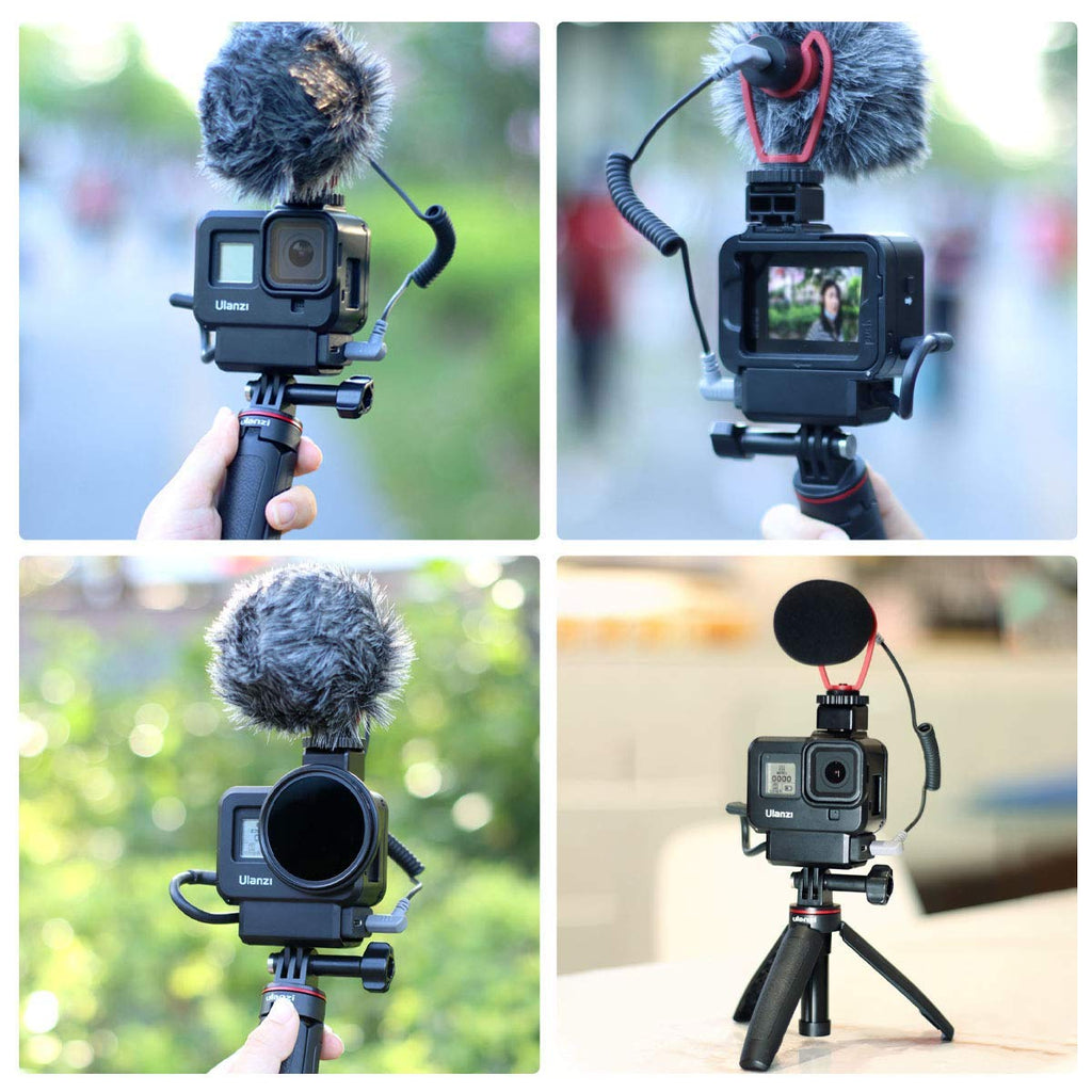 HIFFIN® G8-9 Plastic Vlog Case for Gopro 8 Cold Shoe Mount 52MM Filter Adapter Ring Battery Mic Adapter for Gopro 8 Vlog