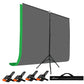 HIFFIN® Green|Grey Screen Backdrop 6x10 ft with Stand -6x9FT Photography Backdrop with 1PC 6.5FT T-Shape Backdrop Stands, 4PCs Spring Clamps, 1PCs Carry Bag