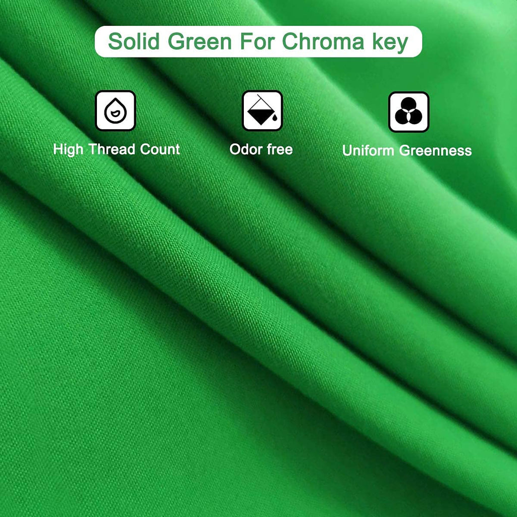 HIFFIN® Green Screen Backdrop 6x10 ft with Stand - 1 Packs 6x9 FT Photography Backdrop with 1PC 6.5 FT T-Shape Backdrop Stands, 4PCs Spring Clamps, 1PCs Carry Bag