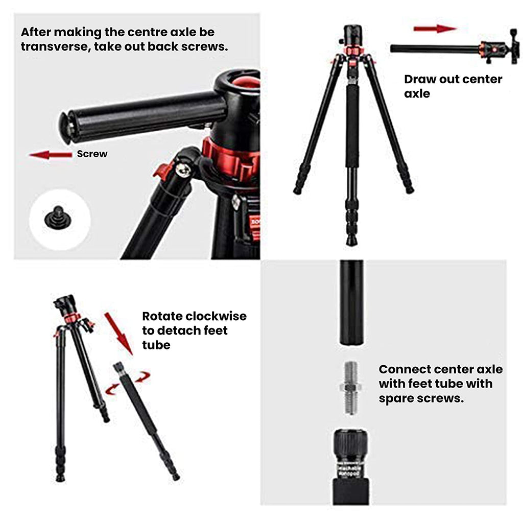 HIFFIN HF-550 Tripod, 65" Special Quality Camera Tripod for Canon Nikon DSLR, Aluminum Alloy Tripod with 360 Degree Ball Head, Professional Tripod for Travel and Work