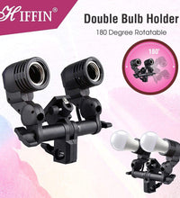 HIFFIN® 20W Bulb Branded E27 Double Light Socket Swivel Mount & Umbrella Holder for Photography, Film, & Video Studio