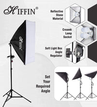 HIFFIN® Lighting Kit Adjustable Max Size 8x14ft Background Support System 1 Black Color Backdrop Fabric Photo Studio Softbox Sets Continuous Umbrella Light Stand with Portable Bag