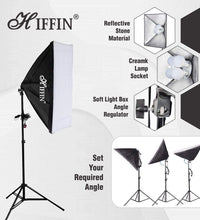 HIFFIN® Photography 5 Point Lighting Kit Background Support System with 1 White Color Backdrop, 2 Umbrella, 3 Softbox, Continuous Lighting Backdrop Kit...