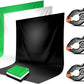 HIFFIN® 8 x 12 FT White | Black | Green LEKERA Backdrop Photo Light Studio Photography Background with 3 pcs Backdrop Support Spring Clamp 4.3"/11cm