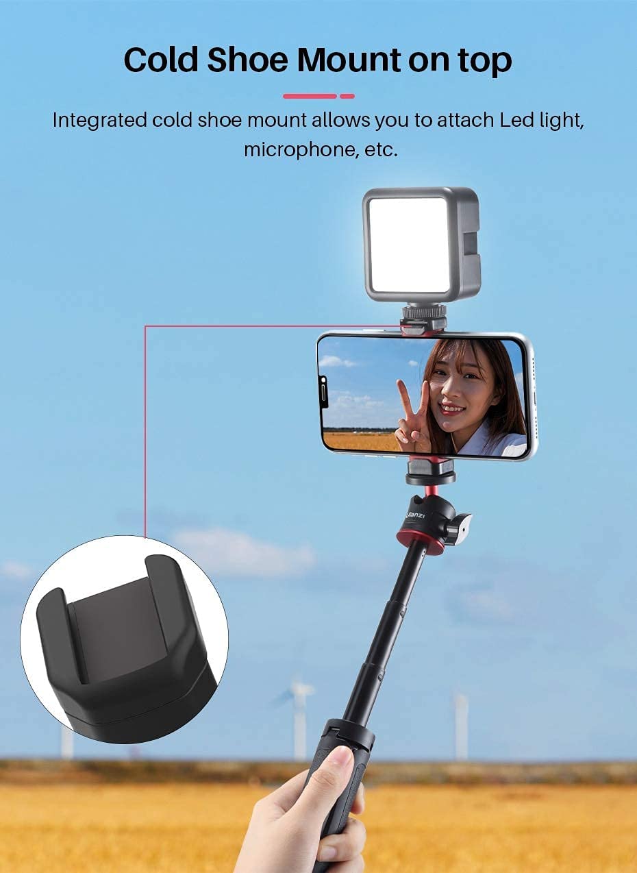 Ulanzi ST-19 Phone Tripod Mount with Cold Shoe Mount for Microphone LED Video Light 1/4'' Tripod Screw for iPhone12/ 11/Pro/10/8 Samsung Galaxy OnePlus Google Pixel Vlog Vlogging