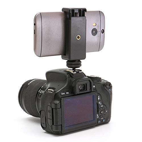 HIFFIN® 1/4" Phone Clip Holder + Hot Shoe Adapter Mount Screw for Camera Black for Sony Canon Nikon DSLR 1/4" Phone Clip Holder + Hot Shoe Adapter