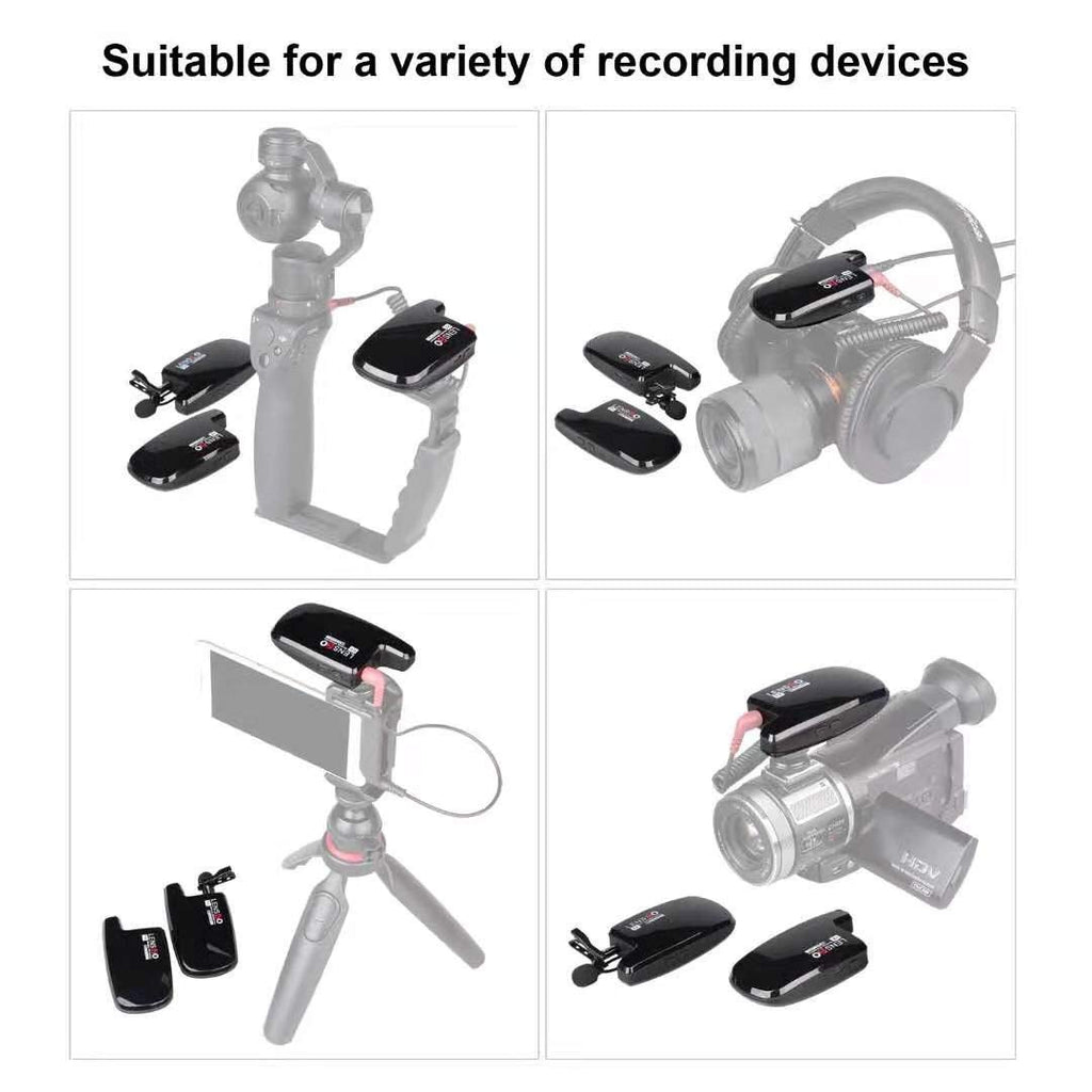 LENSGO LWM-308C Dual-Channels Lavalier Wireless Microphone - 2 Transmitter & 1 Receiver 50 Meter Range 8 Hour Battery for DSLR Camera Smartphones Gimbal Video Vlog Interview Clip-on Lapel Mic (2 TX & 1 RX)