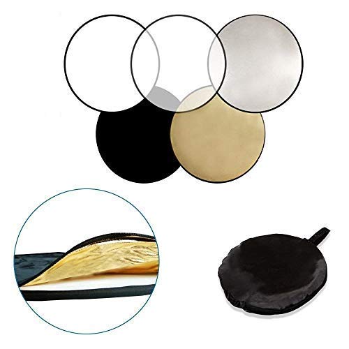 HIFFIN® Reflector 42-inch / 107 cm 5 in 1 Collapsible Multi-Disc Light Reflector with Bag - Translucent, Silver, Gold, White and Black(reg)