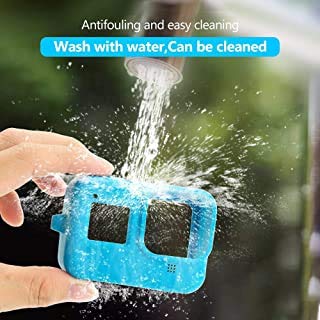 HIFFIN® Protective Silicone Sleeve Case + Lanyard Accessories Soft Rubber Frame Cover Protection for Go Pro Compatible with GoPro Hero 8 Black Action Camera (Blue)