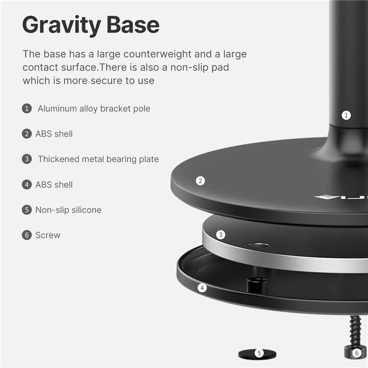 VIJIM HP002 Magnetic Cell Phone Stand 360-degree Rotating Phone Holder with 2-level Adjustable Height Aluminum Alloy Desktop Stand for All smart Phone & i-Phone 13/13 Pro/13 Mini/12/12 Pro/12 Mini