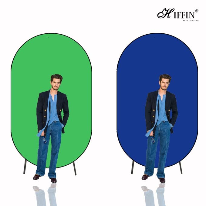 HIFFIN® 2-in-1 Green|Blue 150CM X 200CM Photo Video Studio Collapsible Background Panel, Full Cotton Photography Background with Carrying Case (Green/Blue)
