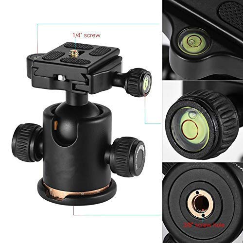 HIFFIN®Professional Metal 360 Degree Rotating Panoramic Ball Head with 1/4 inch Quick Release Plate and Bubble Level,up to 17.6pounds/8kilograms,for Tripod,Monopod,Slider,DSLR Camera,Camcorder