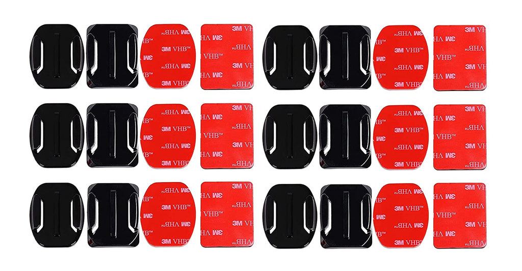 HIFFIN®Go pro Helmet Adhesive Mount 12 Pieces (6Flat & 6Curved) with 12 Pieces 3m Sticker Set for Go Pro|S JCAM|Y i|EK EN