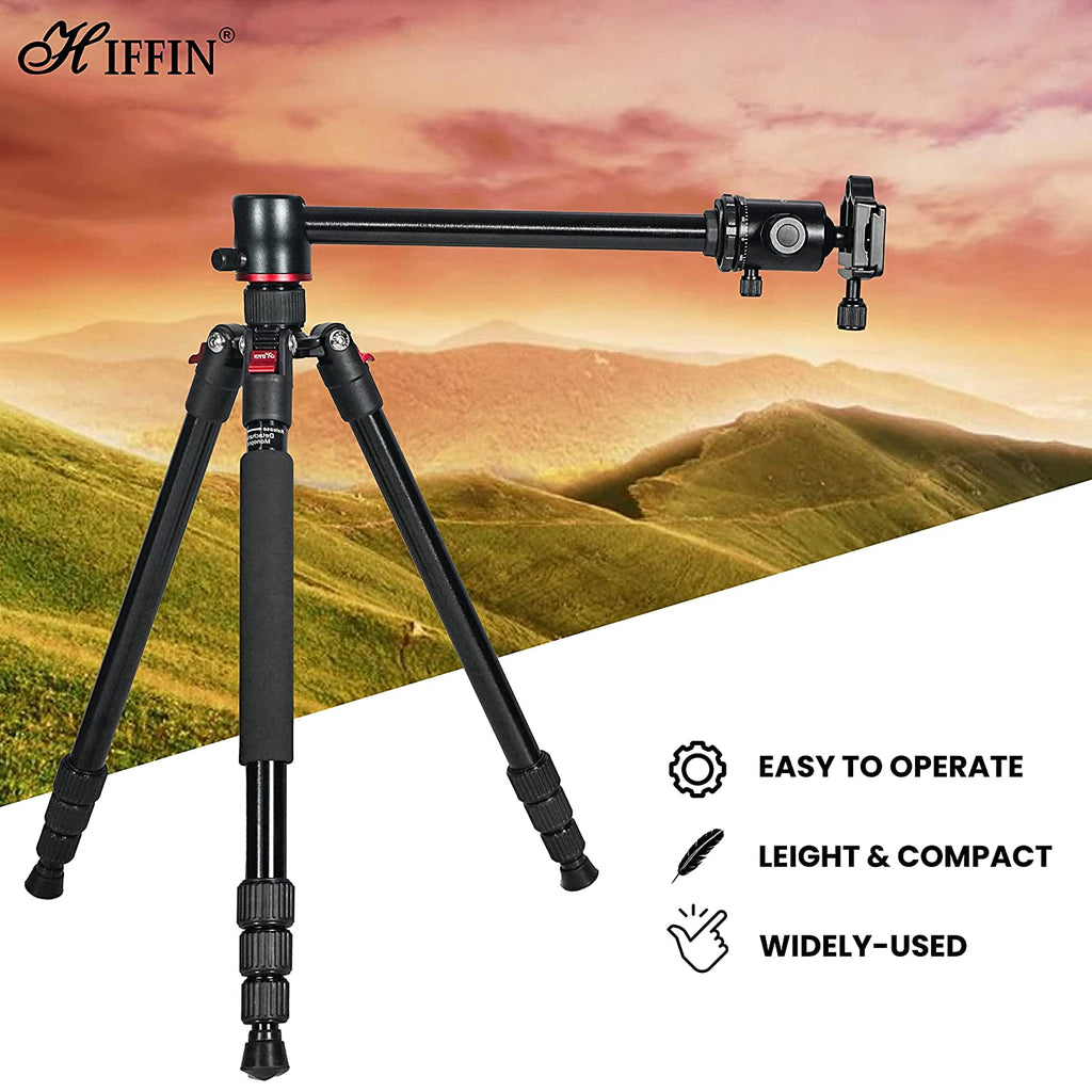 HIFFIN HF-550 Tripod, 65" Special Quality Camera Tripod for Canon Nikon DSLR, Aluminum Alloy Tripod with 360 Degree Ball Head, Professional Tripod for Travel and Work