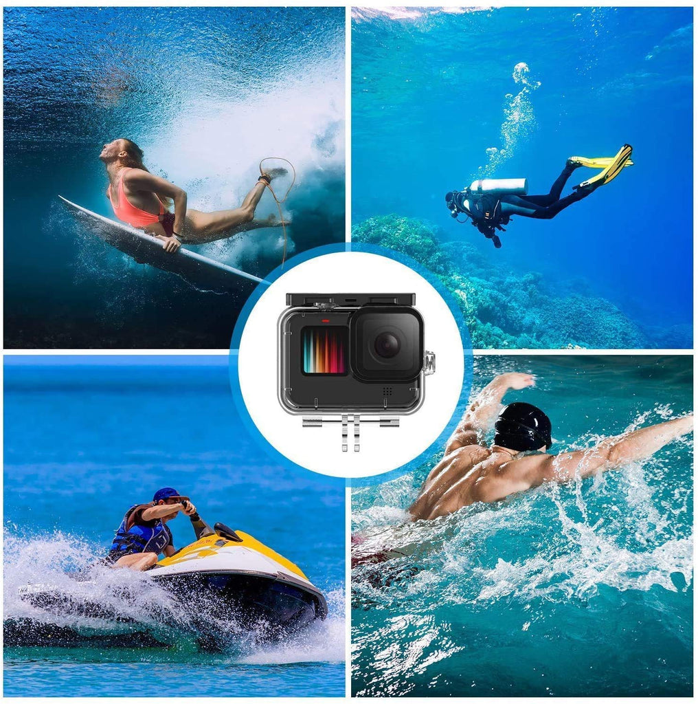 HIFFIN® Accessories Kit for Go Pro Hero 9 Black with Protective Housing + Ultra Clear Tempered Glass Screen Protector + Lens Protector + HD Front...