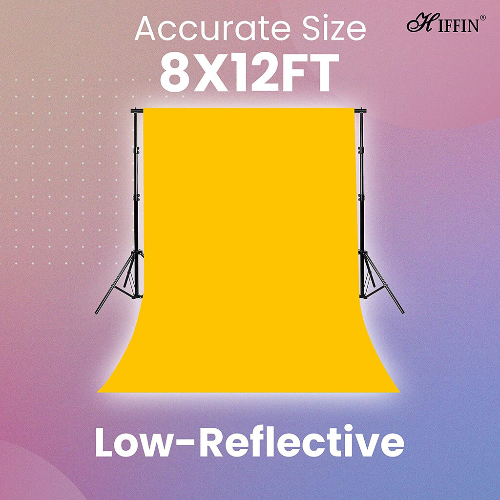 HIFFIN® Professional Backdrop for Background Photography Background Stand for Photo Light Studio Accurate Size (8x12 Ft, Yellow)