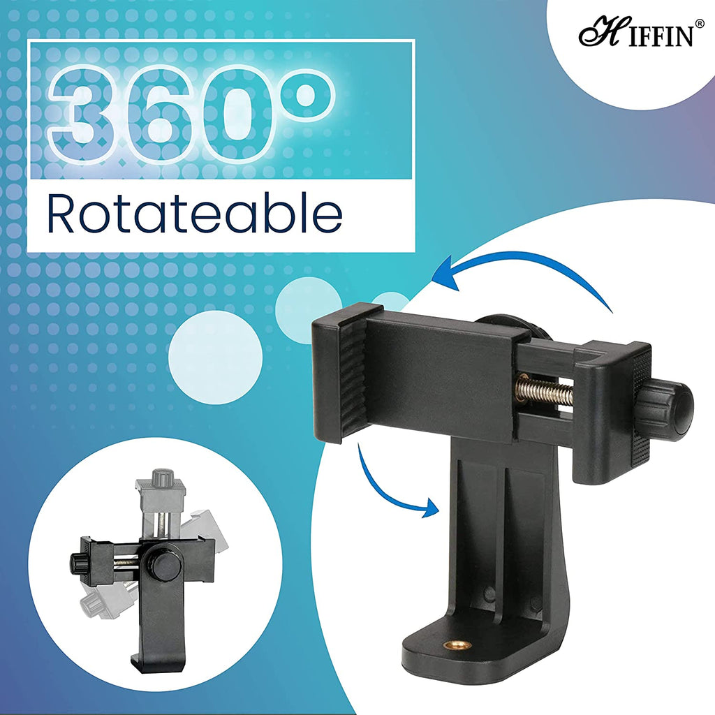 HIFFIN® Universal 360° Rotating Vertical Mobile Tripod Monopod Mount Supports Width Upto 2.3-4.1 Inches Smartphones (Mobile Phone Tripod Mount 360 Rotation)