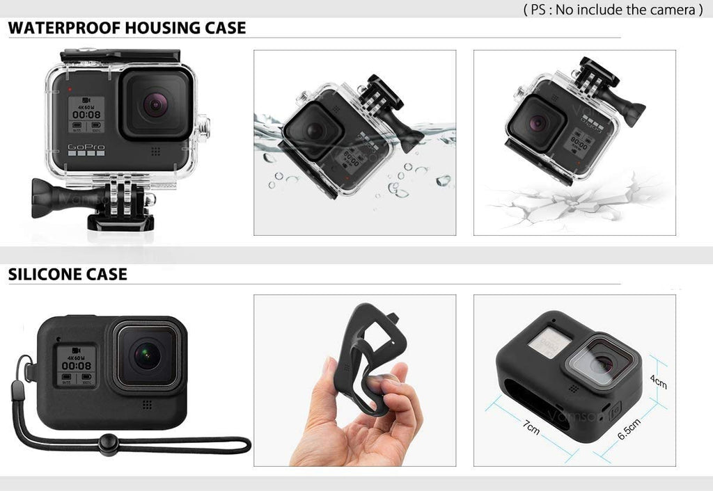 HIFFIN® Accessories Kit for Gopro Hero 9 Black Waterproof Housing Case + 3 Lens Filters + Waterproof Carrying Case + Silicone Case + Tempered Glass Bundle for GoPro Hero 9 AVS11