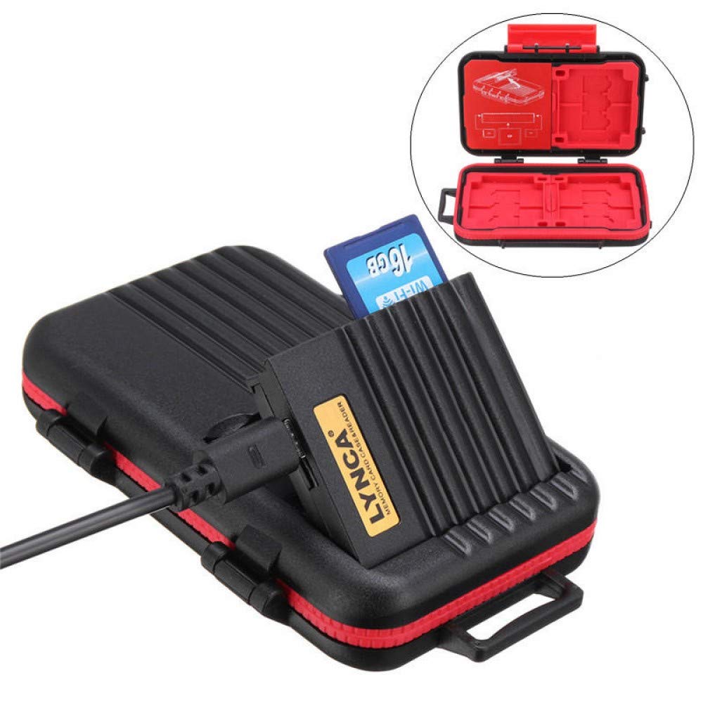 HIFFIN® 2 in 1 Type-c Micro USB OTG Memory Card TF Card CF Card Storage Box Card Reader for Mobile Phone