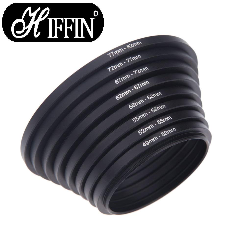 HIFFIN Lens Filter Step Up and Step Down CONVERTION Rings Set 16Pcs 49 mm-82 mm and 82 mm-49Mm As Hood