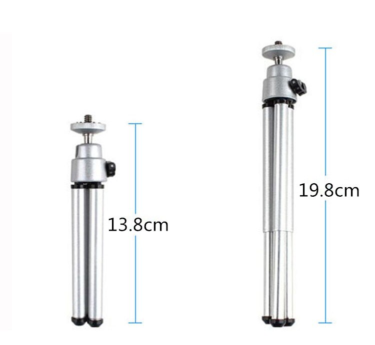 HIFFIN® Mini Table TOP Aluminium Telescopic Tripod with Mobile Clip for Camera, GO PRO,Mobile Phone (Silver) Tripod+Mobile Clip