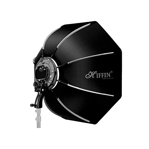 HIFFIN® (55cm) Lightweight & Portable Soft Box Comes with S2 Type Bracket & 2 Diffuser Sheets | Carrying Case | Compatible with All Flash Speedlights (Octagonal Softbox 55 cm)…