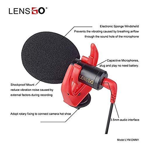 Lensgo LYM-DMM1 Video Micro Compact On-Camera Recording Microphone for Smartphone/Canon/Nikon/DJI Osmo/Smooth4/Feiyu Gimbal