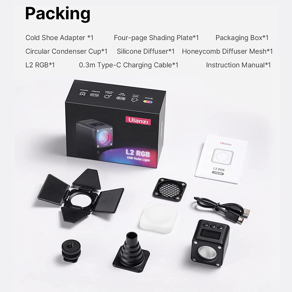 L2 COB RGB LED Video Light, 360° Full Color Portable Led Light for Camera Lighting, Magnetic Super Mini Cute Cube Light for Toy, Stop Motion and Micro Photography