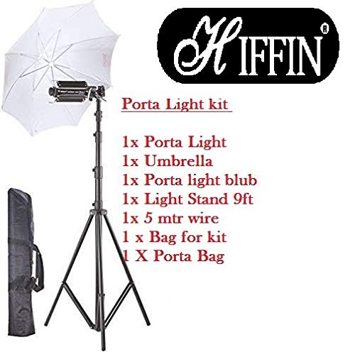 HIFFIN® Porta Kit 1000w Light with 9 feet Light Stands and Umbrella Lights for Video & Still Photography SS2 Bag Free for Porta KIT (Porta Light KIT Set of 1)