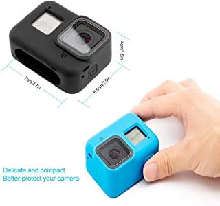HIFFIN® Protective Silicone Sleeve Case + Lanyard Accessories Soft Rubber Frame Cover Protection for Go Pro Compatible with GoPro Hero 8 Black Action Camera (Blue)