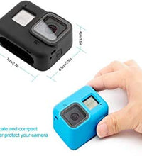 HIFFIN® Protective Silicone Sleeve Case + Lanyard Accessories Soft Rubber Frame Cover Protection for Go Pro Compatible with GoPro Hero 8 Black Action Camera (Blue)