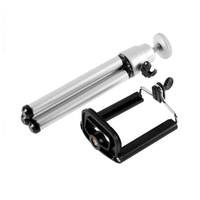 HIFFIN® Mini Table TOP Aluminium Telescopic Tripod with Mobile Clip for Camera, GO PRO,Mobile Phone (Silver) Tripod+Mobile Clip