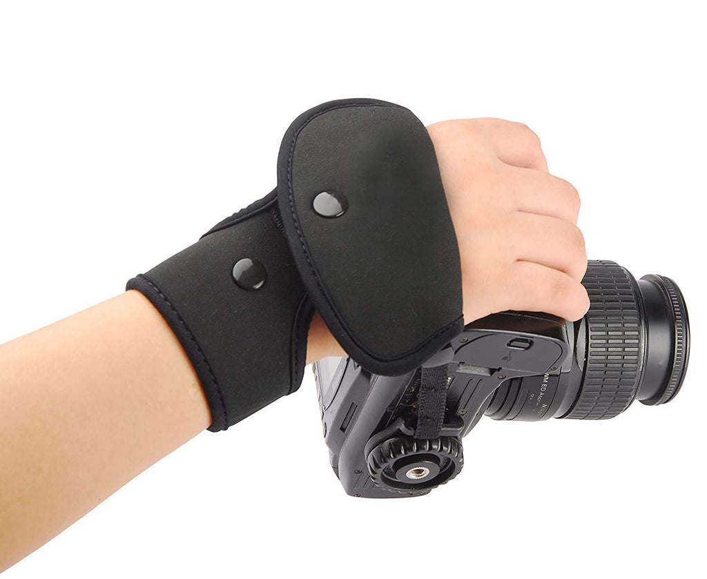 HIFFIN® PU Leather Soft Camera Hand Grip/Wrist Strap for Canon Nikon Sony SLR DSLR (Black)