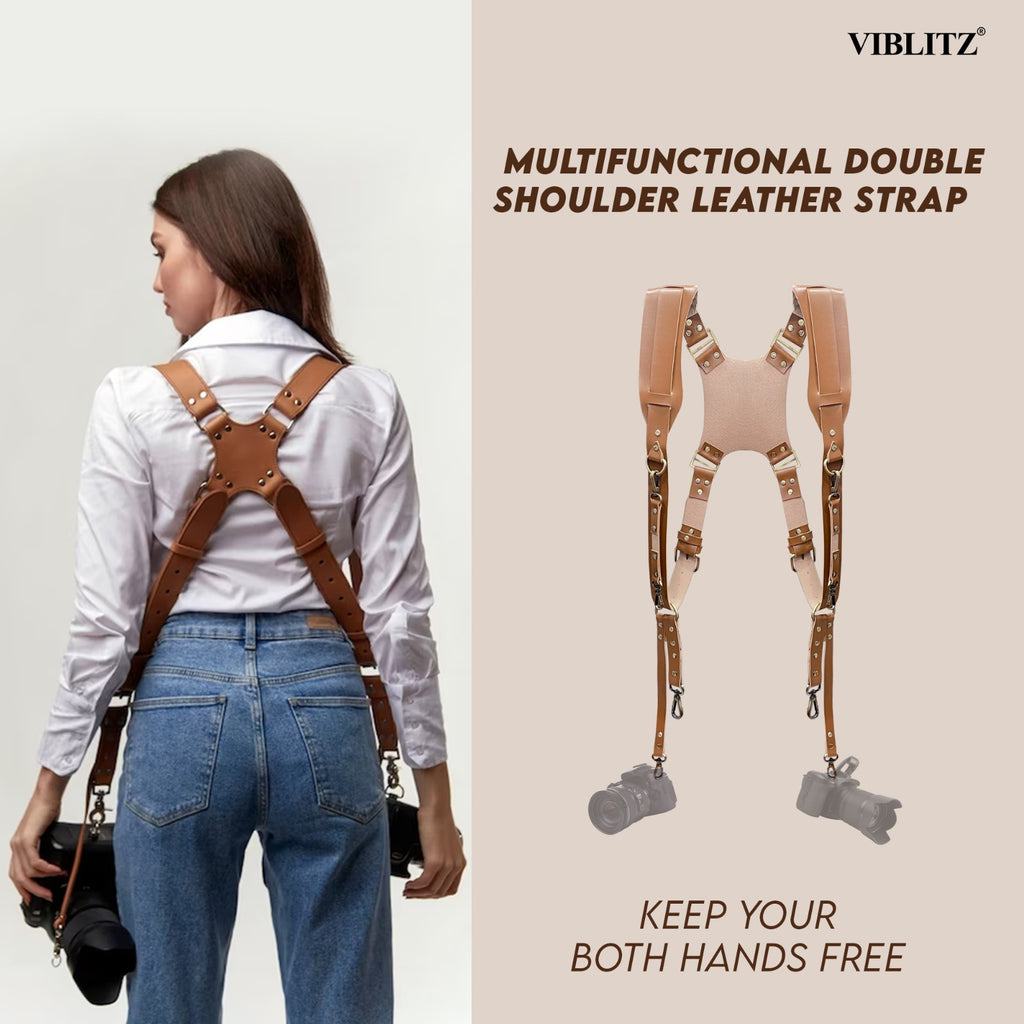 Viblitz® Camera Strap, Double Shoulder Sling Strap DSLR Quick-Release Shoulder Strap Compatible for All DSLR/SLR Cameras, Canon/Nikon/Sony…