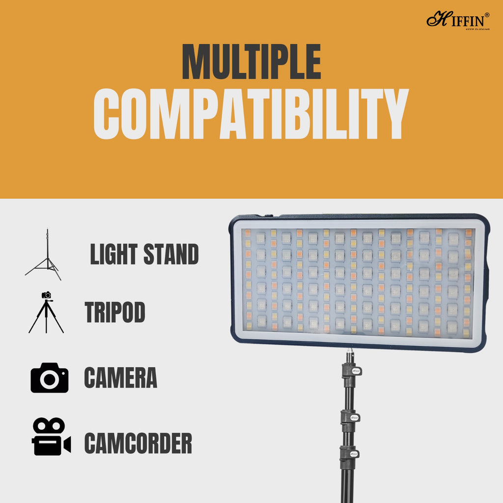 HIFFIN HF-138 Portable Pocket RGB LED 12w Video Light | 4000 MaH Inbuilt Battery | 2500K-9000K Full Color 20 Lighting Effect Modes Ultra Bright Camera Lighting for Vlogging
