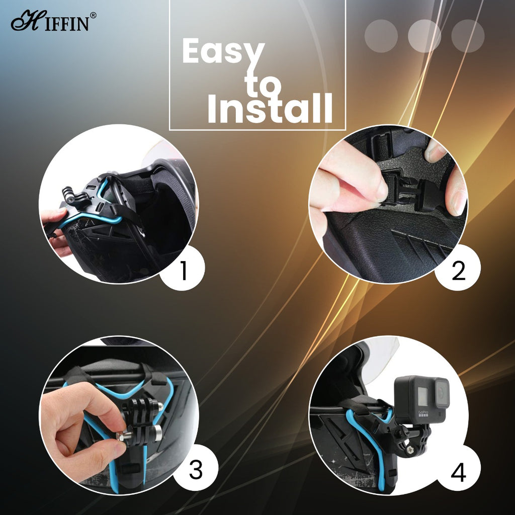 HIFFIN® Helmet Chin Strap Mount Compatible with Gopro Hero 8/7/6,SJCAM, Yi, DJI Osmo Action & Other Action Cameras