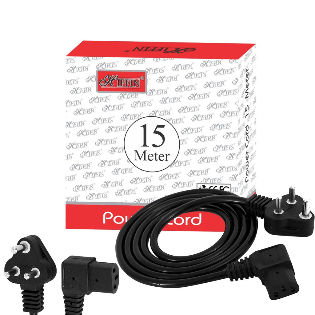 HIFFIN® 15 Meter 250 Volts 3 Pin Laptop Power Cable Cord Charger Adapter with Box Package - Black