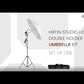 HIFFIN E27 STUDIO DOUBLE  HOLDER KIT UMBRELLA WHITE + STUDIO LIGHT STAND 2.7432M (9 FT)+ UMBRELLA AND BULB HOLDER KIT SET OF 1 (1 SINGLE HOLDER,1 LIGHT STAND 9FT,1 UMBRELLA, 1 18 WT LED BLUB)