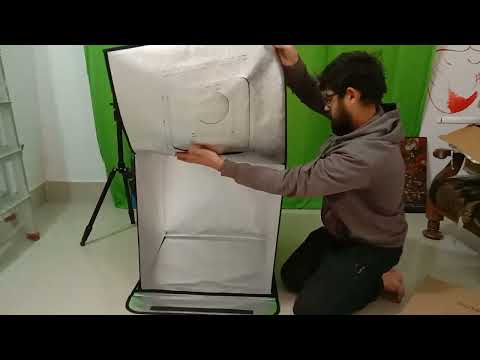 HIFFIN Photo Bag 30cm Medium Size Portable Folding with 1 led Strips l